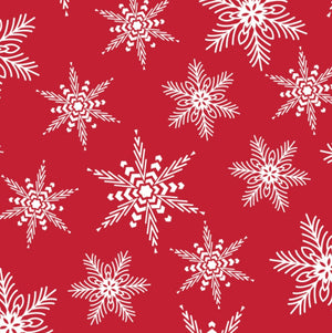 Red with white snowflakes